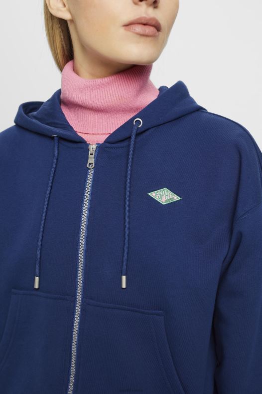 Esprit žene skraćena majica s kapuljačom s patentnim zatvaračem i logotipom na leđima tinta majice i majice s kapuljačom A48RT165