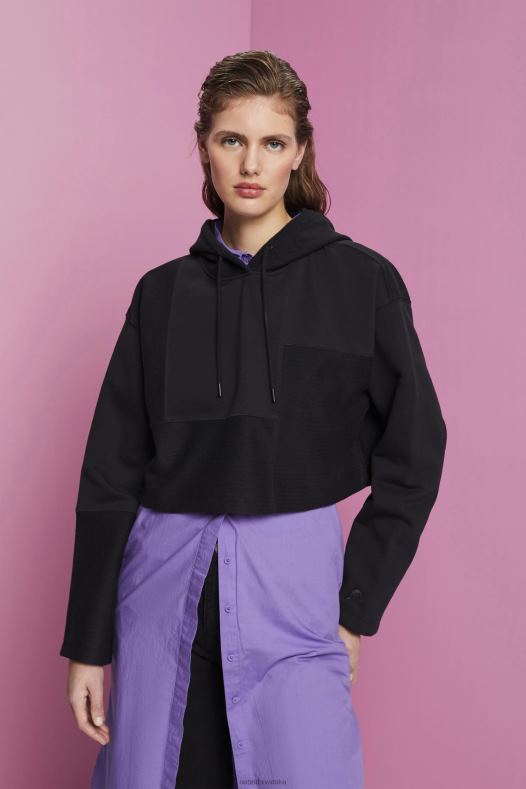 Esprit žene skraćena patchwork majica s kapuljačom crno majice i majice s kapuljačom A48RT288