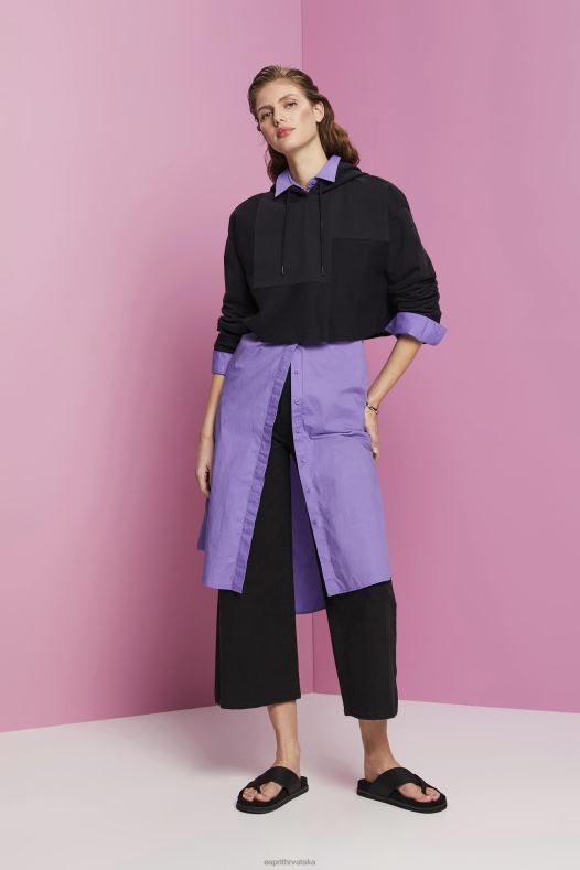 Esprit žene skraćena patchwork majica s kapuljačom crno majice i majice s kapuljačom A48RT288