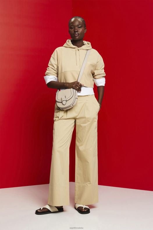 Esprit žene skraćena patchwork majica s kapuljačom pijesak majice i majice s kapuljačom A48RT289