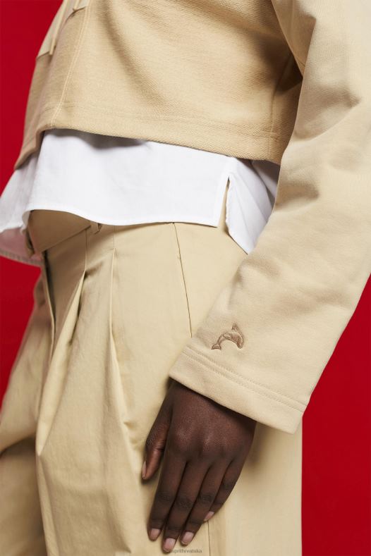 Esprit žene skraćena patchwork majica s kapuljačom pijesak majice i majice s kapuljačom A48RT289