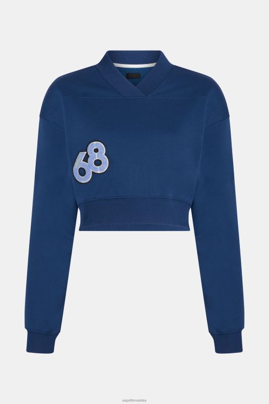 Esprit žene skraćena sveučilišna majica s zakrpama tinta majice i majice s kapuljačom A48RT419