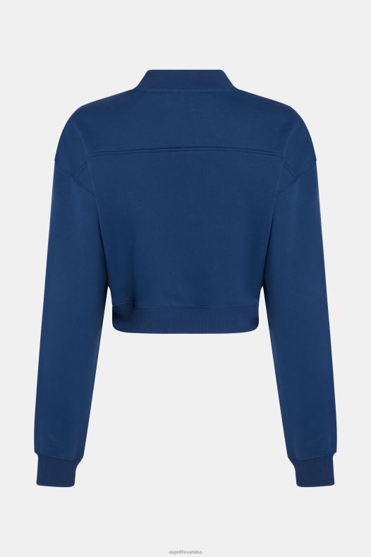 Esprit žene skraćena sveučilišna majica s zakrpama tinta majice i majice s kapuljačom A48RT419