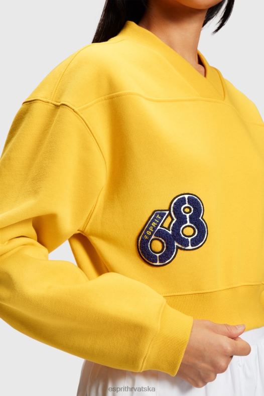 Esprit žene skraćena sveučilišna majica s zakrpama žuta boja majice i majice s kapuljačom A48RT420