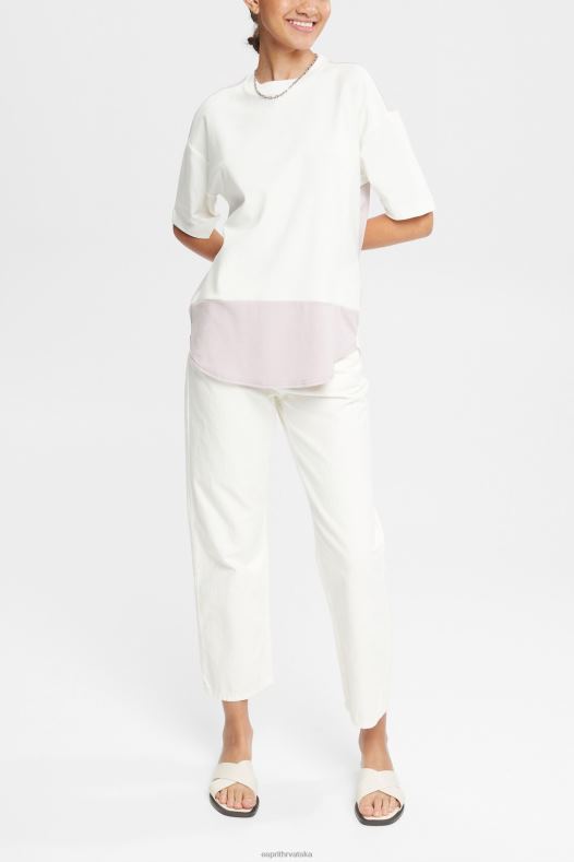 Esprit žene dvobojna majica prljavo bijelo majice kratkih rukava A48RT393