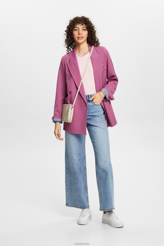 Esprit žene majica od rebrastog žerseja pastelno ružičasta majice kratkih rukava A48RT2