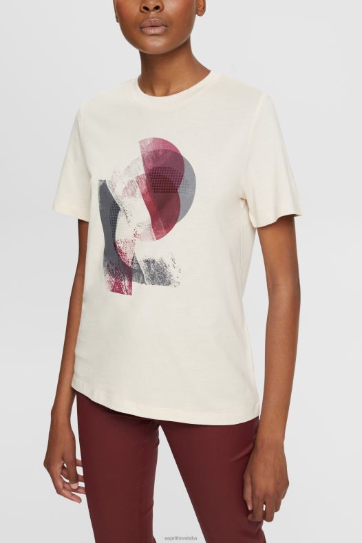 Esprit žene majica s logotipom, mješavina tencela gola majice kratkih rukava A48RT441