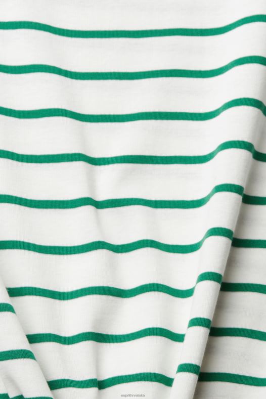 Esprit žene modna majica s prugama smaragdno zeleno majice kratkih rukava A48RT519