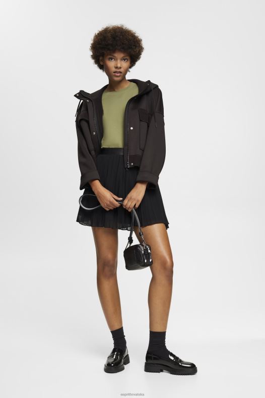 Esprit žene pamučna majica s izvezenim logom maslina majice kratkih rukava A48RT149