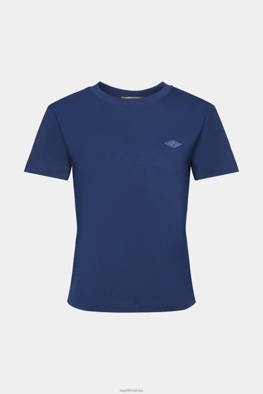 Esprit žene pamučna majica s izvezenim logom tinta majice kratkih rukava A48RT150