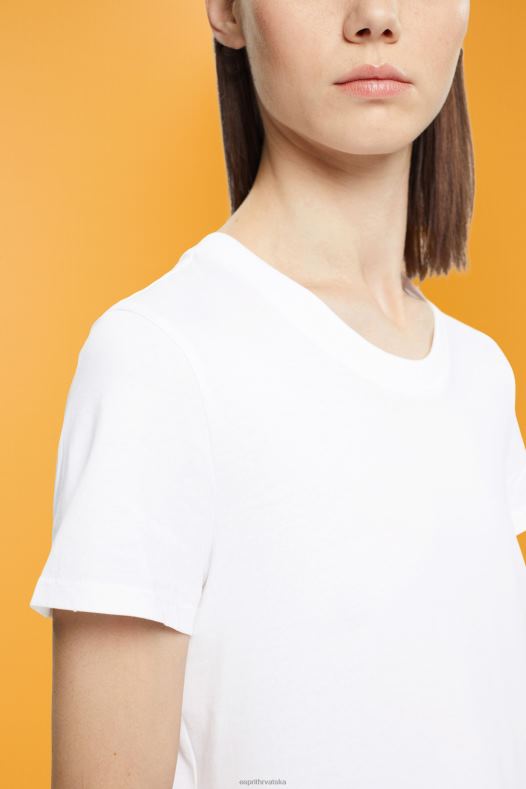 Esprit žene pamučna majica s okruglim izrezom bijela majice kratkih rukava A48RT456