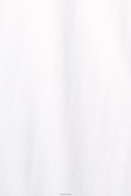 Esprit žene pamučna majica s okruglim izrezom bijela majice kratkih rukava A48RT456