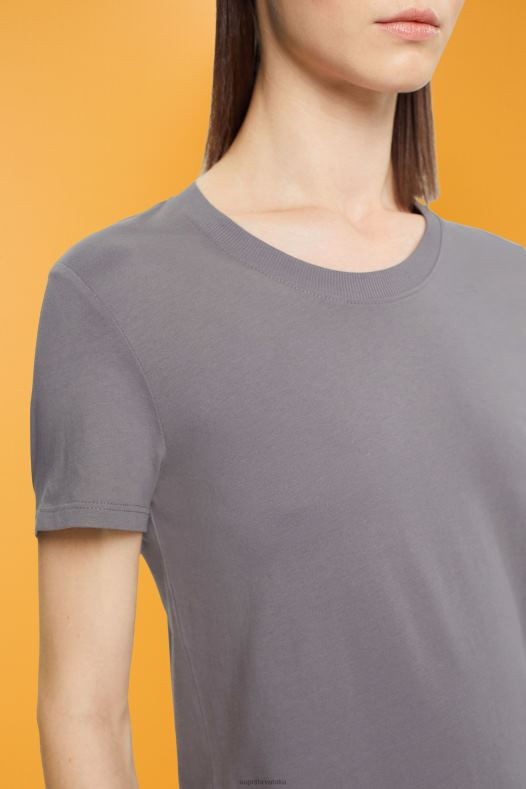 Esprit žene pamučna majica s okruglim izrezom srednje siva majice kratkih rukava A48RT455