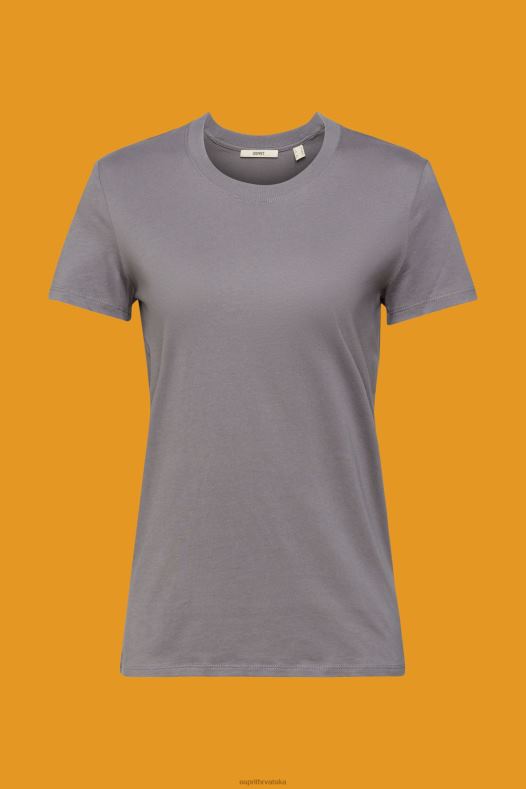 Esprit žene pamučna majica s okruglim izrezom srednje siva majice kratkih rukava A48RT455