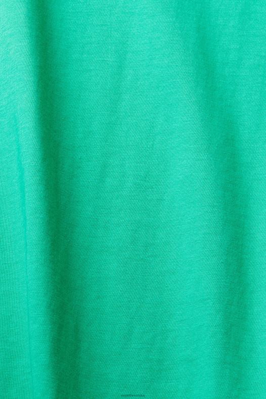 Esprit žene pamučna majica s okruglim izrezom svijetlo zelena majice kratkih rukava A48RT458