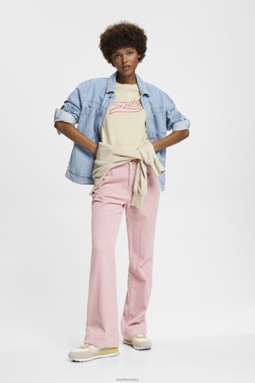 Esprit žene pamučna majica s otisnutim logom bež majice kratkih rukava A48RT143