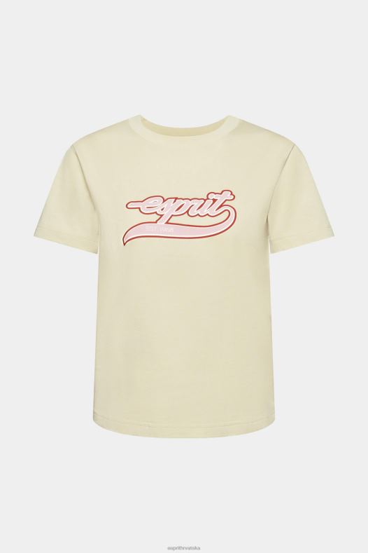 Esprit žene pamučna majica s otisnutim logom bež majice kratkih rukava A48RT143