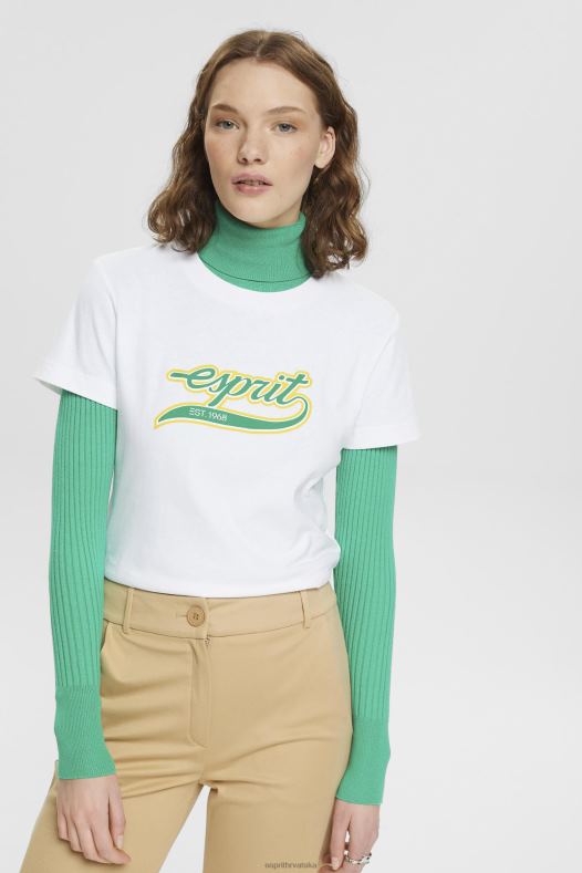 Esprit žene pamučna majica s otisnutim logom bijela majice kratkih rukava A48RT142