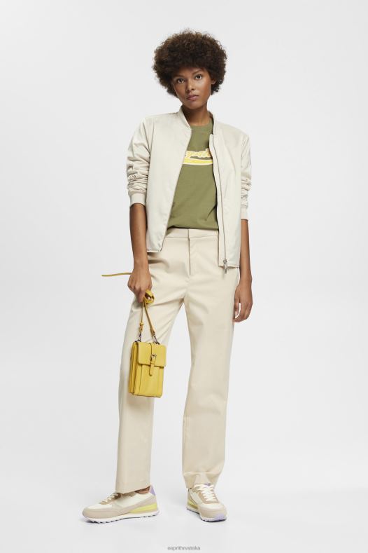 Esprit žene pamučna majica s otisnutim logom maslina majice kratkih rukava A48RT144