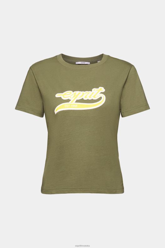 Esprit žene pamučna majica s otisnutim logom maslina majice kratkih rukava A48RT144