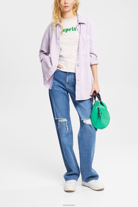 Esprit žene prugasta majica s logom lavanda majice kratkih rukava A48RT538