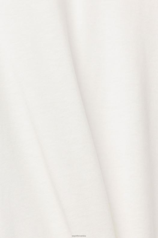 Esprit žene s tencelom: majica s trakom okovratnika prljavo bijelo majice kratkih rukava A48RT562