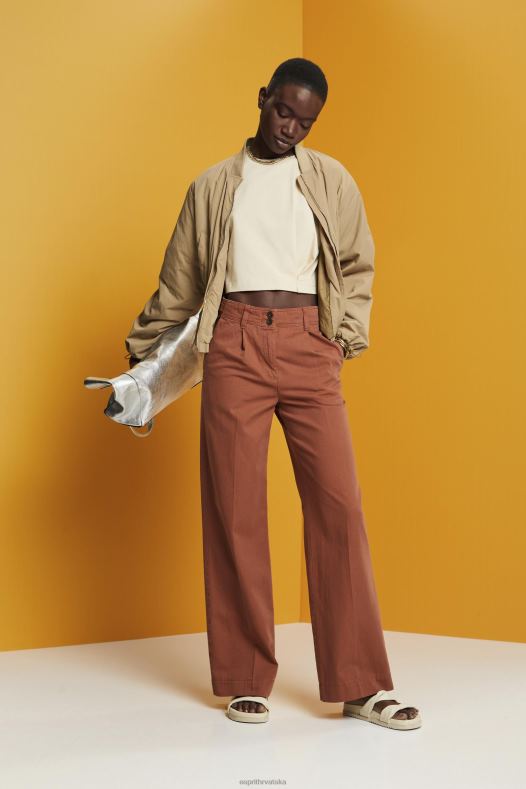 Esprit žene skraćena majica s okruglim izrezom bež majice kratkih rukava A48RT195