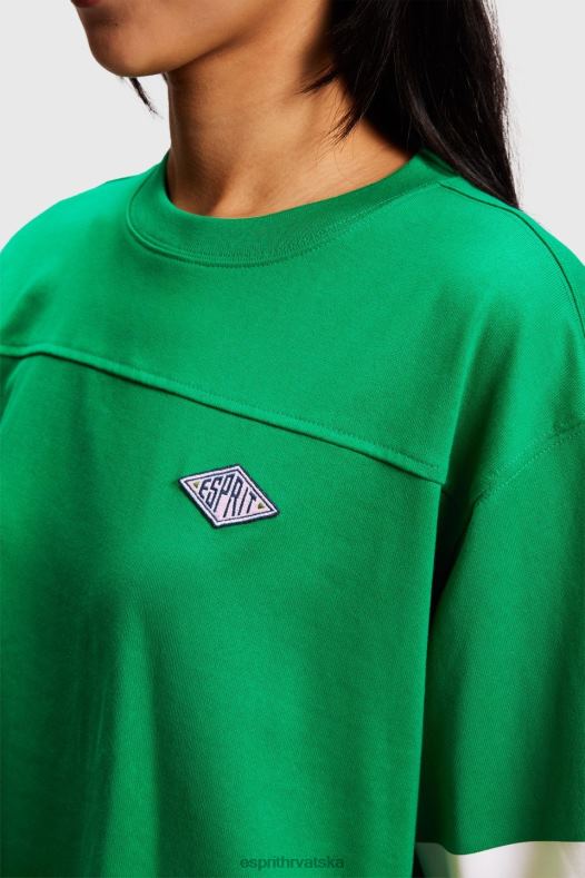 Esprit žene skraćeni logotip sveučilišta za ragbi majicu smaragdno zeleno majice kratkih rukava A48RT413