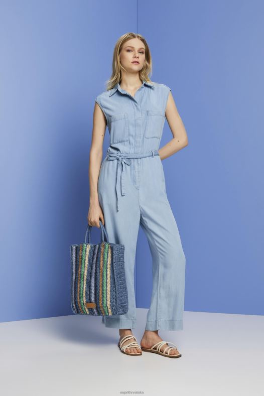 Esprit žene dugi kombinezon u traper izgledu, tencel plavo svjetlo pranje odijelo A48RT92