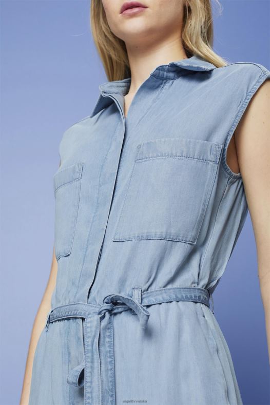 Esprit žene dugi kombinezon u traper izgledu, tencel plavo svjetlo pranje odijelo A48RT92