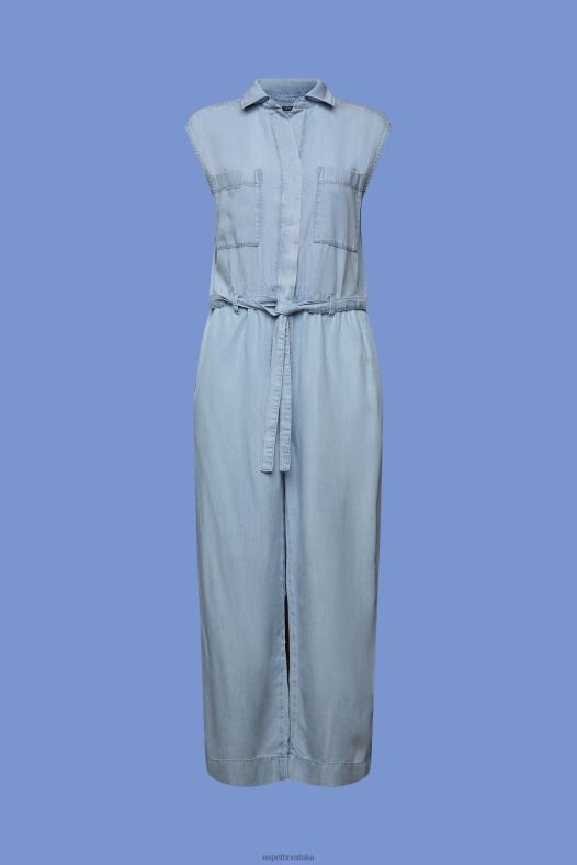 Esprit žene dugi kombinezon u traper izgledu, tencel plavo svjetlo pranje odijelo A48RT92
