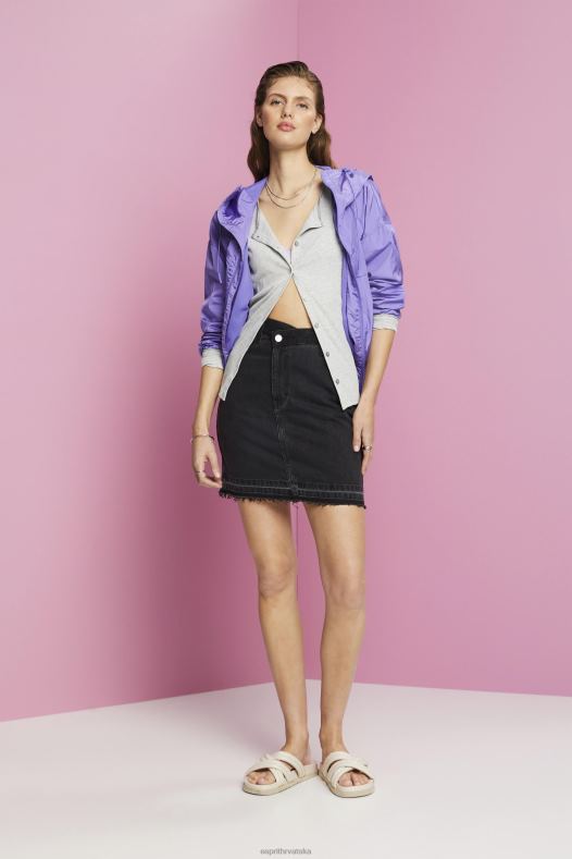 Esprit žene jeans mini suknja s asimetričnim pojasom crno srednje pranje suknje A48RT206