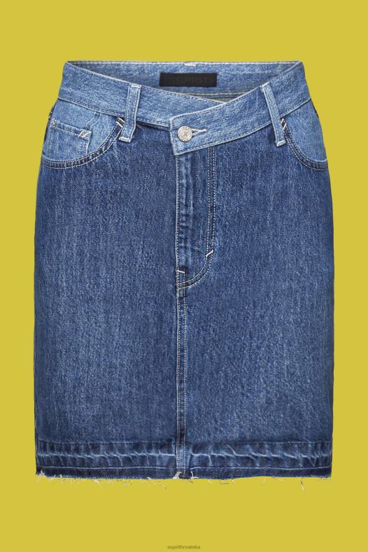 Esprit žene jeans mini suknja s asimetričnim rubom plavo tamno pranje suknje A48RT207