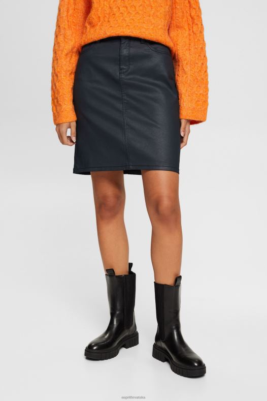 Esprit žene midi suknja s efektom kože crno suknje A48RT443