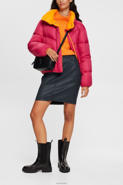 Esprit žene midi suknja s efektom kože crno suknje A48RT443