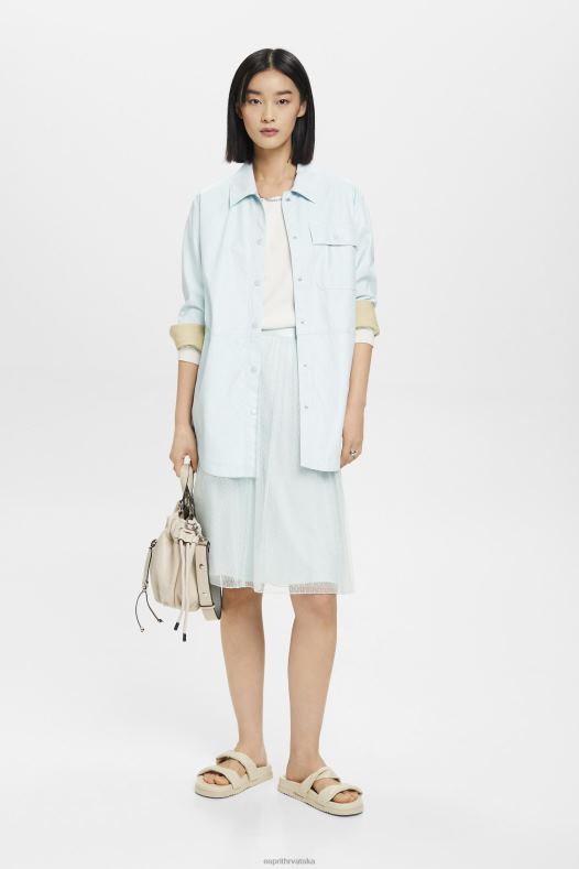 Esprit žene midi suknja sa svjetlucavim efektom svijetlo vodeno zelena suknje A48RT268