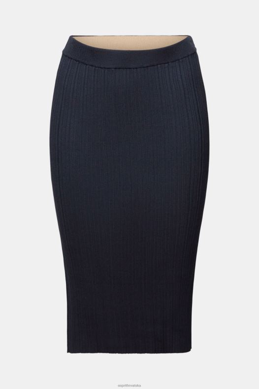Esprit žene rebrasta pletena midi suknja petrolej plava suknje A48RT21