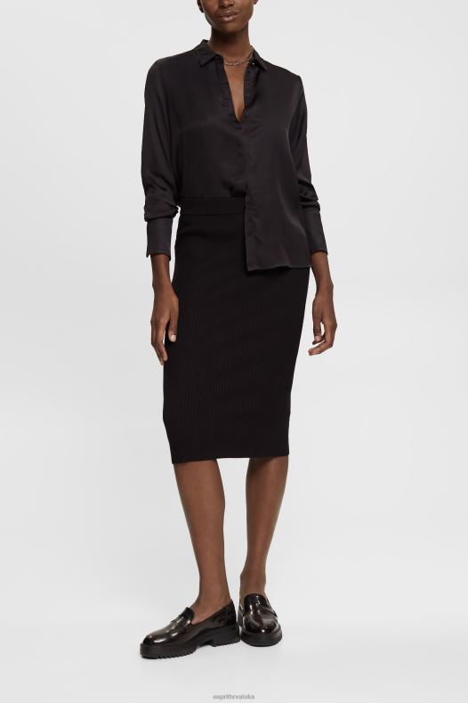 Esprit žene rebrasta pletena pencil suknja crno suknje A48RT428