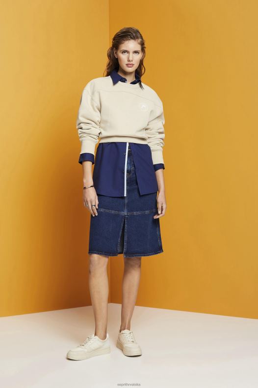 Esprit žene traper suknja do koljena plava srednje pranje suknje A48RT269