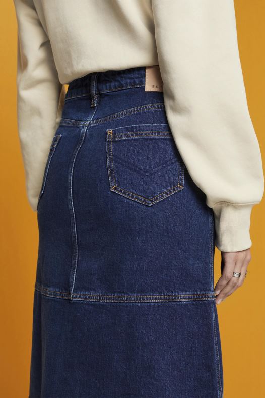 Esprit žene traper suknja do koljena plava srednje pranje suknje A48RT269