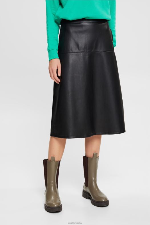 Esprit žene zaobljena midi suknja od umjetne kože crno suknje A48RT405