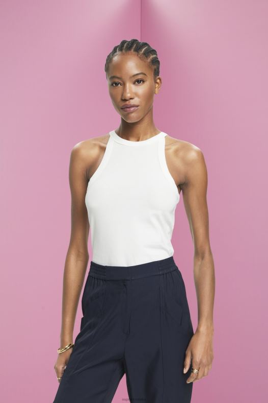 Esprit žene majica bez rukava od džersija prljavo bijelo tenk A48RT241