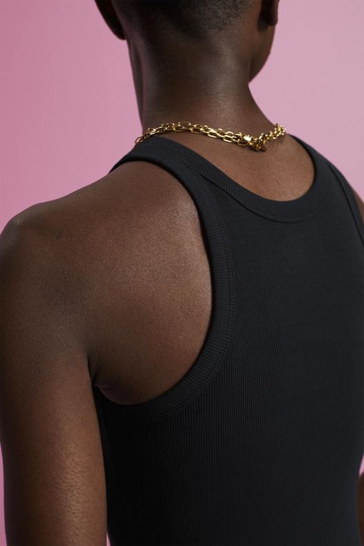 Esprit žene rebrasta majica bez rukava crno tenk A48RT280