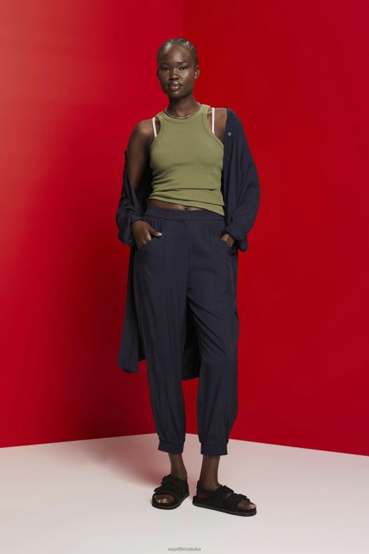 Esprit žene rebrasta majica bez rukava maslina tenk A48RT283