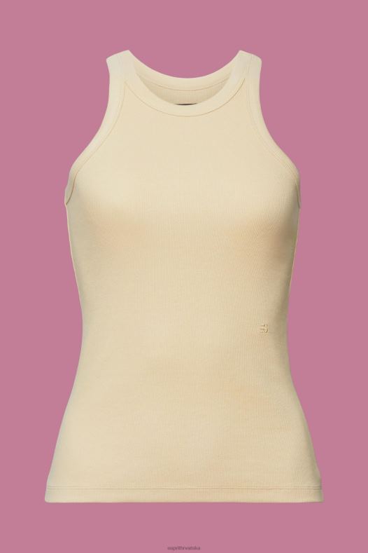 Esprit žene rebrasta majica bez rukava pijesak tenk A48RT282