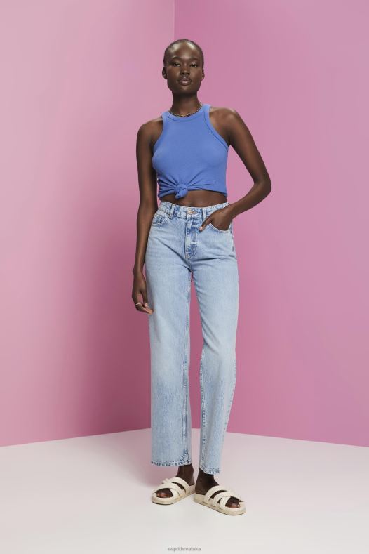 Esprit žene rebrasta majica bez rukava sivo plava tenk A48RT284