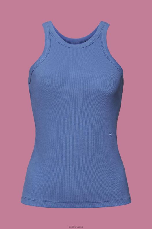 Esprit žene rebrasta majica bez rukava sivo plava tenk A48RT284