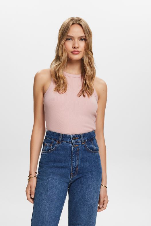 Esprit žene rebrasta majica bez rukava stara ružičasta tenk A48RT14