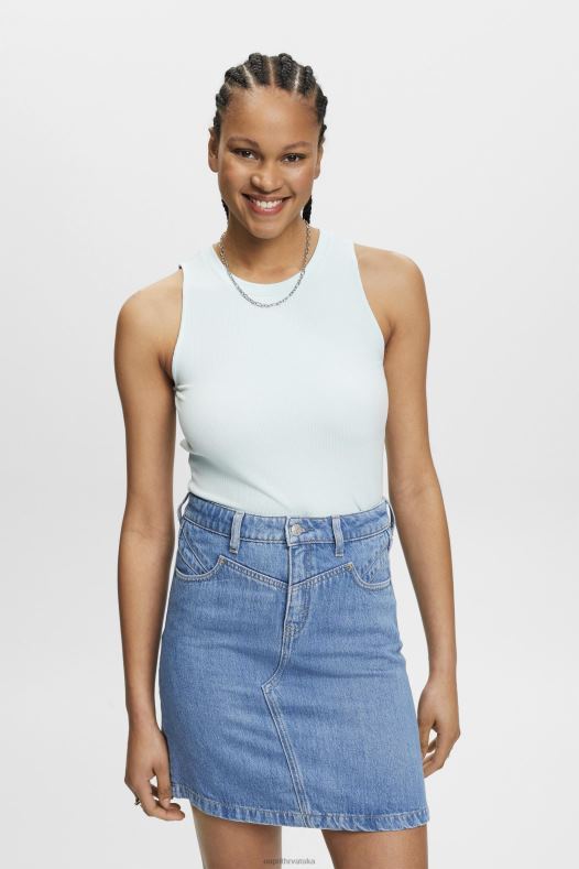 Esprit žene rebrasta majica bez rukava svijetlo vodeno zelena tenk A48RT303