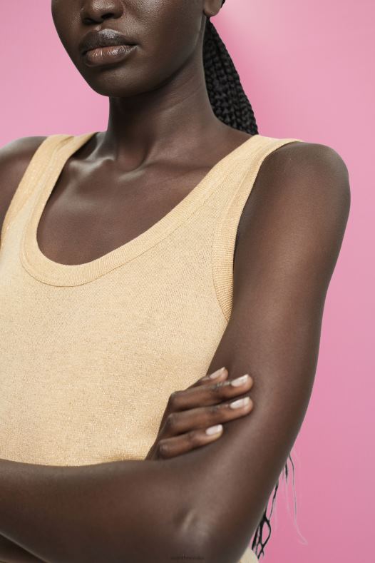 Esprit žene svjetlucavi top bez rukava zlato tenk A48RT404